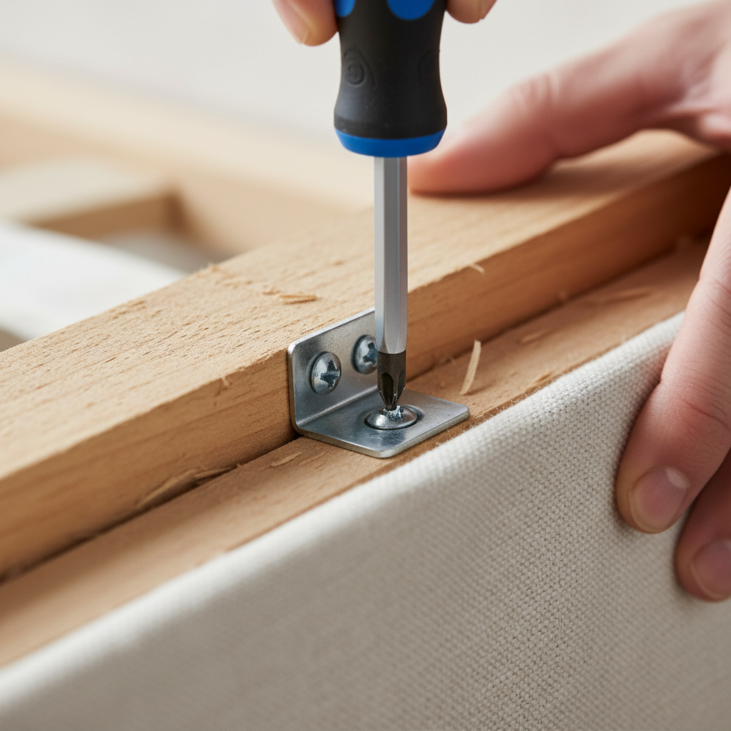Detalhe de mãos usando chave de fenda para mostrar que tem como desmontar cama box retirando peças metálicas.